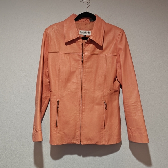 Vintage Lew Magram Collection Leather Jacket Medium Pastel Orange Women's - Picture 2 of 10